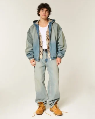 Washed Denim Skaterjacke Washed Denim Skaterjacke