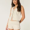Weiche Shorts aus Leinenmischgewebe mit seitlicher Schleife