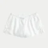 Weiche Shorts mit seitlicher Schleife aus Leinenmischung Weiche Shorts mit seitlicher Schleife aus Leinenmischung