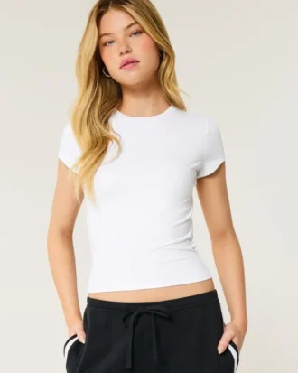 Weiches, nahtloses Stretch-Material Rundhals-Baby-T-Shirt