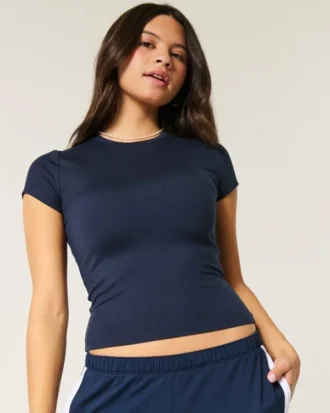 Weiches, nahtloses Stretch-Material Rundhals-Baby-T-Shirt